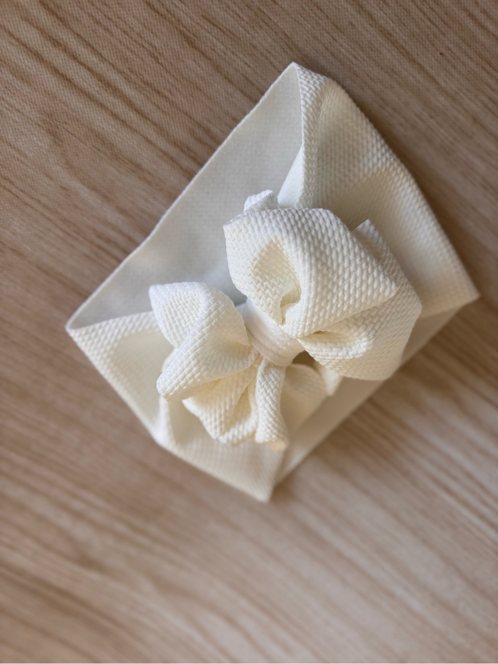 White Textured Bow Headband